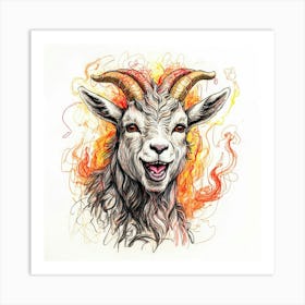 Goat In Flames 29 Art Print