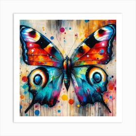 Colourful Modern Abstract Butterfly v3 Art Print