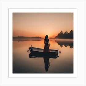 Sunset In A Boat Art Print