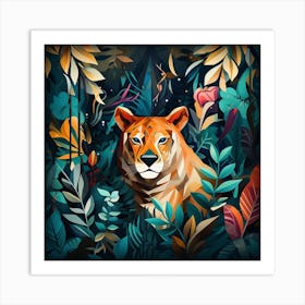 Lion In The Jungle 8 Art Print