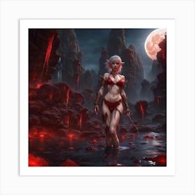 Woman In A Red Bikini Art Print