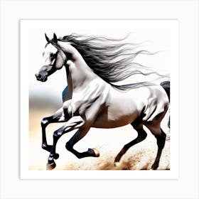 White Horse Running Art Print