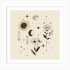 Minimalist Boho Celestial Moon Art Print