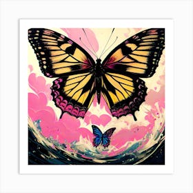 Butterfly And Hearts Art Print