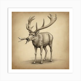 Deer With Antlers 3 Art Print