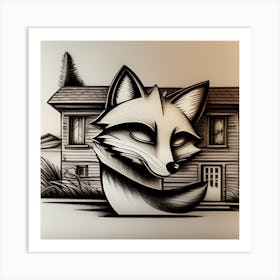 Fox In The House Art Print