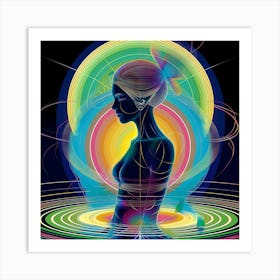 Portrait Of a woman, colorful vibrations, futuristic retro, artwork print, "Optimum Energy" Art Print