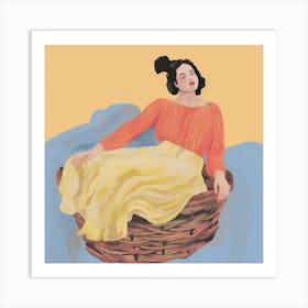 Girl In A Basket Art Print