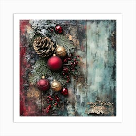 Vintage Holiday Mixed Media 1 Art Print