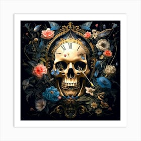 Skull And Flowers Art Print