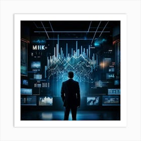 An Intricate Complex Illustration Revealing Data Statistics And Analysis Set Against A Backdrop Wi (3) Art Print