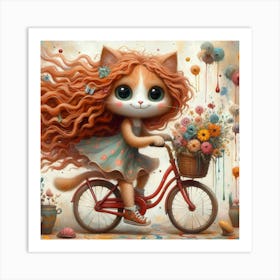 Cat On A Bike Art Print