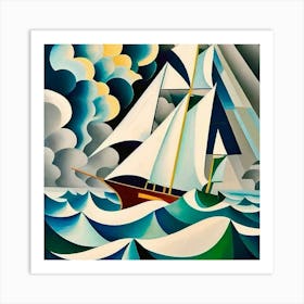 Sailboat In The Storm Art Print