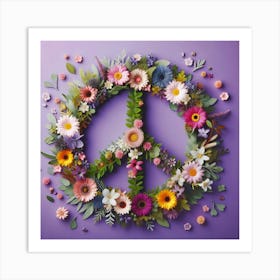 Peace Sign With Flowers Art Print