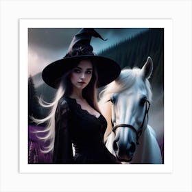 Witch And Horse Art Print