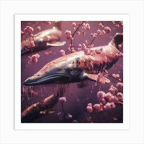 Cherry Blue Whale Blossom Art Print