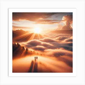 Sunrise Over The Clouds Art Print