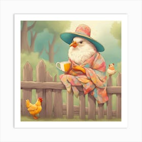 Chicken In A Hat Art Print