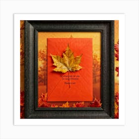 An Autumnal Scene Captured In Ultra Realistic Detail Showcases A Leaf Of Vibrant Orange Hue Profoun (1) 1 Art Print