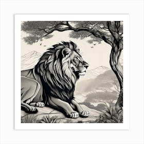 Lion In The Forest 18 Art Print