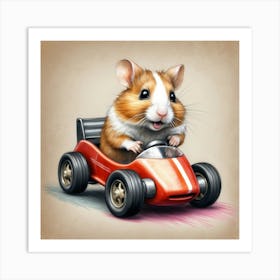 Hamster In A Car 5 Art Print