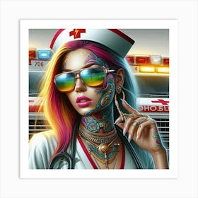 Tattooed Nurse Art Print