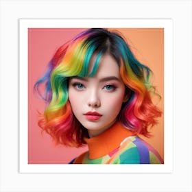 Rainbow Haired Girl 1 Art Print