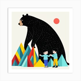 Children And Bear Art Print