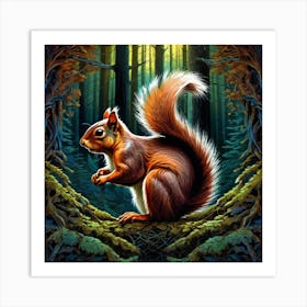 Red Squirrel In The Forest 29 Art Print