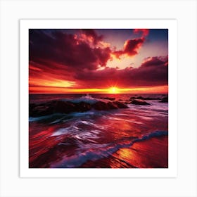 Sunset On The Beach 593 Art Print