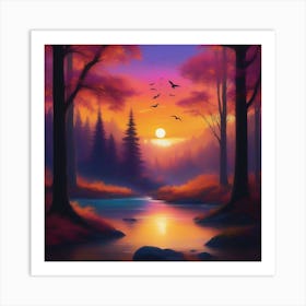 Sunset In The Forest 6 Art Print