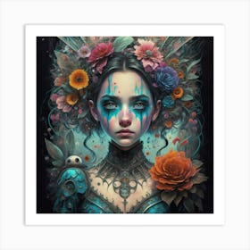 Girl With Flowers 7 Art Print