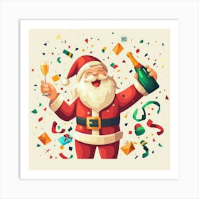 Vector Illustration Cheerful Santa Claus Art Print