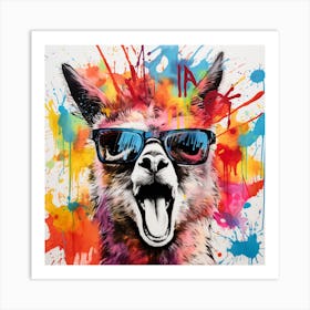 Llama Splash Color Explosion Art Print