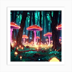 Mushrooms In The Forest 2 Art Print