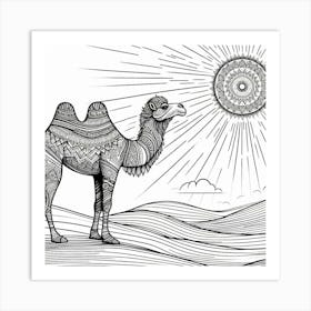 Line Art camel 3 Art Print