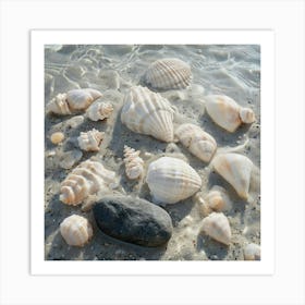 Assortment Of Seashells On Sandy Ocean Floor Art Print