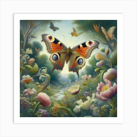 Butterfly In The Garden 2 Art Print