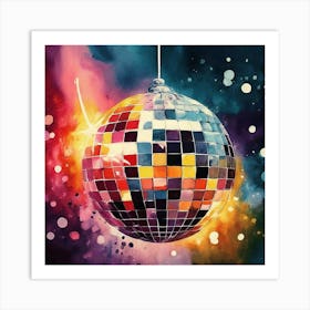 Disco Ball Watercolor Painting Art Print