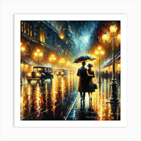 Rainy Night In Paris Art Print