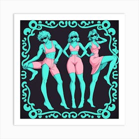 Three Women In Bikinis Art Print