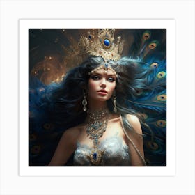 Woman peacock Art Print