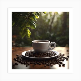 Cup Of Coffee In The Forest Art Print