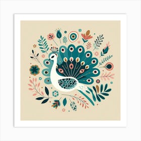 Scandinavian style, Peacock 3 Art Print