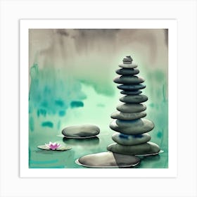 Watercolor Zen Stones2 Art Print