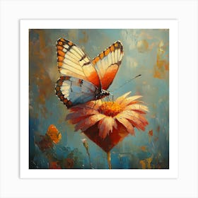 Butterfly Resting on Heart Flower 1 Art Print