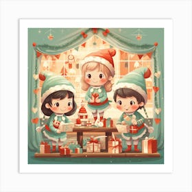 Christmas Elves 3 Art Print