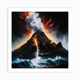 Volcano With High Explosion Art Print