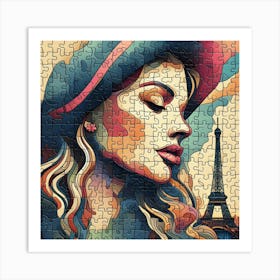 Abstract Puzzle Art French woman 3 Art Print