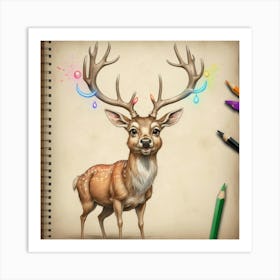 Deer With Antlers 5 Art Print